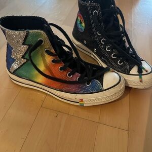 Converse Chuck Taylor High Top Sneakers in Black and Purple